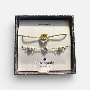 💖 Kate Spade New York Gold Slider Bracelet Set Crystal & Pearl | NWT | Giftable